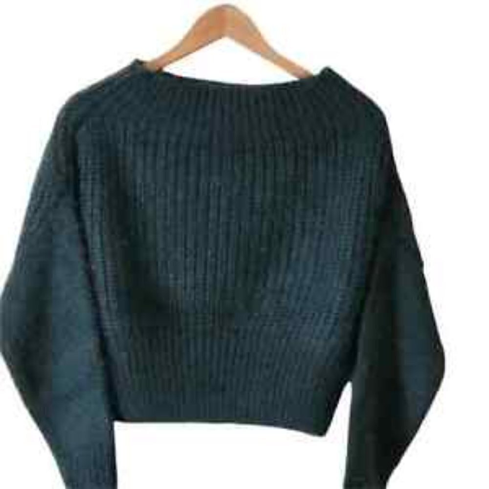 Lulus Feeling It Eyelash Knit Off The Shoulder Cropped Sweater In Dark Emerald